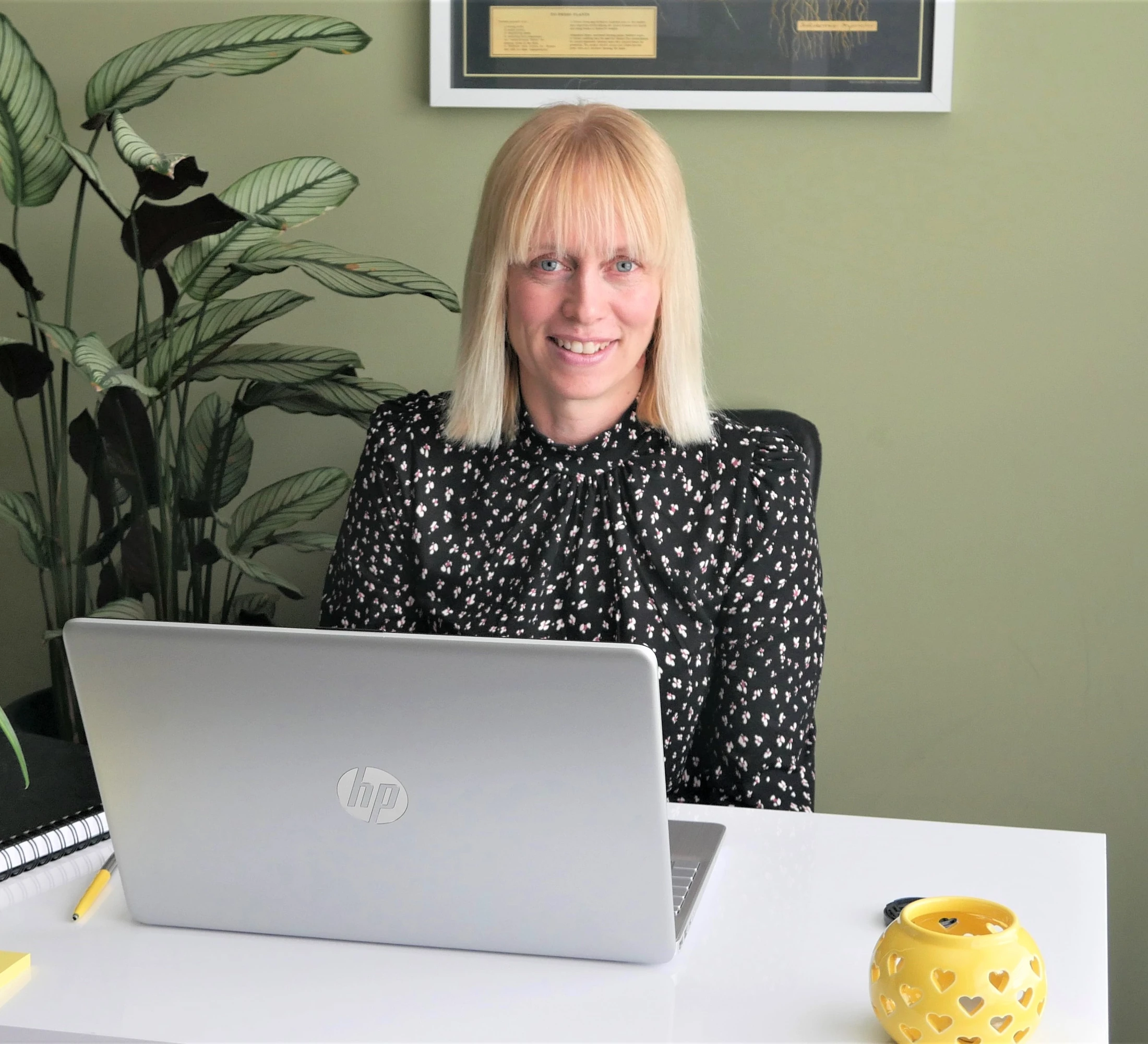 Emma at her desk