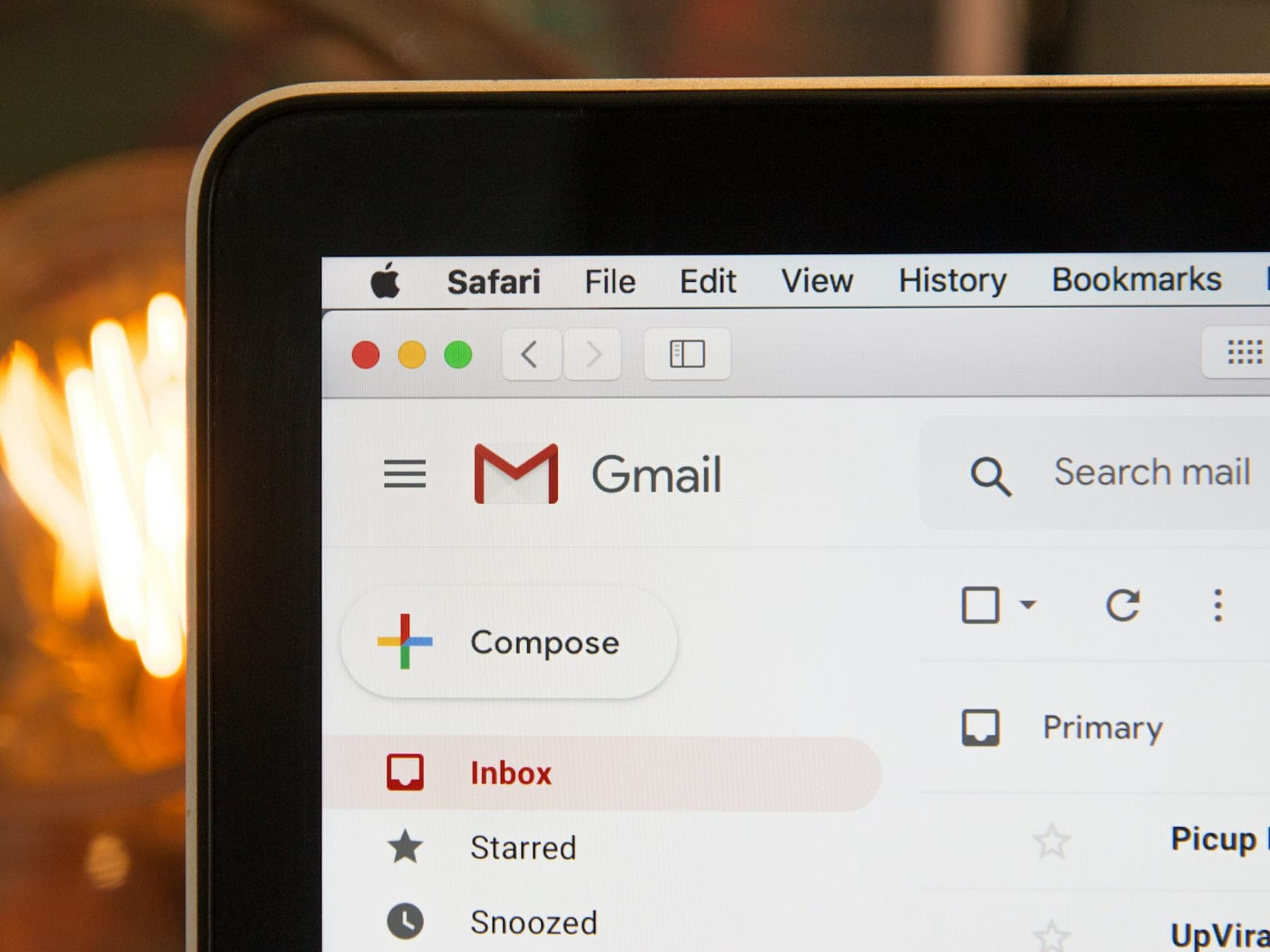 Laptop showing an email inbox